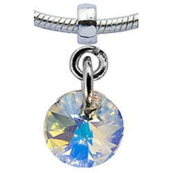 Silver Round Charm with CZ  Crystals for  Pandora Bracelet 