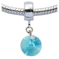 Silver Round Charm with CZ  Crystals for  Pandora Bracelet 