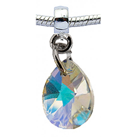 Silver Charm Tear Drop with CZ  Crystals for  Pandora Bracelet 