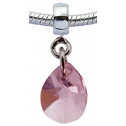 Silver Charm Tear Drop with CZ  Crystals for  Pandora Bracelet 