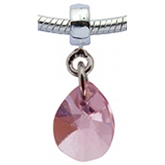 Silver Charm Tear Drop with CZ  Crystals for  Pandora Bracelet 