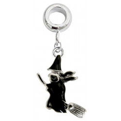 Charm Witch Painted with Black Enamel Colour - Fits All Pandora Bracelets