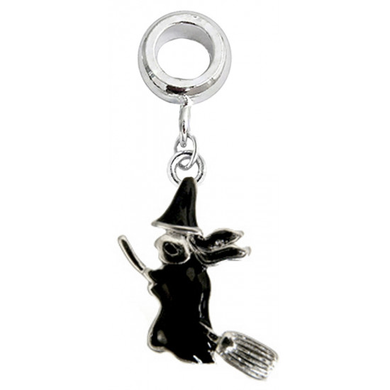 Charm Witch Painted with Black Enamel Colour - Fits All Pandora Bracelets