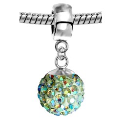 Silver Shamballa Charm with CZ Crystals Bling Bling - Various Colours