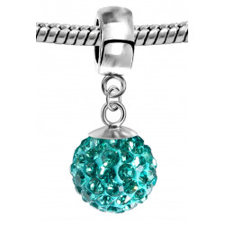 Silver Shamballa Charm with CZ Crystals Bling Bling - Various Colours