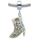 Silver Boots Design Charm with CZ  Crystals for  Pandora Bracelet 