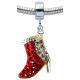 Silver Boots Design Charm with CZ  Crystals for  Pandora Bracelet 