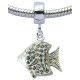 Fish Design Charm  with CZ  Crystals for  Pandora Bracelet