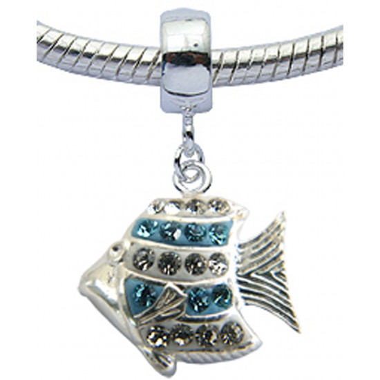 Fish Design Charm  with CZ  Crystals for  Pandora Bracelet