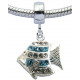 Fish Design Charm  with CZ  Crystals for  Pandora Bracelet