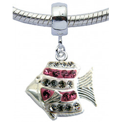 Fish Design Charm  with CZ  Crystals for  Pandora Bracelet
