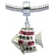 Fish Design Charm  with CZ  Crystals for  Pandora Bracelet