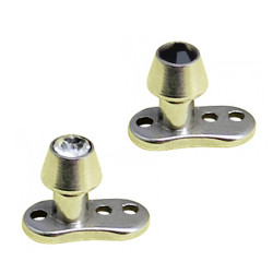 Dermal Anchor  -  Body Jewelry Piercing with Top Gem Crystal - 316L Steel Internally Threaded - 16G (1.2mm) Micro Dermal Skin Piercing - Quality Tested by Sheffield Assay Office England