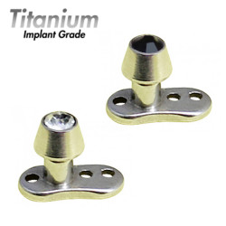 Titanium Dermal Anchor  -  Body Jewelry Piercing with Top Gem Crystal - Internally Threaded - 16G (1.2mm) Micro Dermal Skin Piercing - Quality Tested by Sheffield Assay Office England