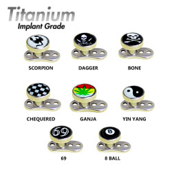 Titanium Dermal Anchor Body Jewelry Piercing - Micro Dermal Skin Piercing - 16G (1.2mm) with Top Logos and Symbols - Quality Tested by Sheffield Assay Office England