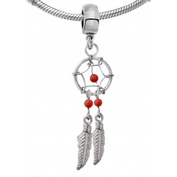 Silver Dreamcatcher Charms Pendant with Genuine Stone Beads for European Bracelets and Necklace