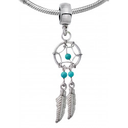 Silver Dreamcatcher Charms Pendant with Genuine Stone Beads for European Bracelets and Necklace