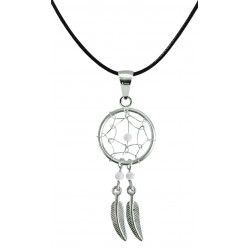 Hand Made Silver Dreamcatcher Pendants with Genuine Stone Beads That Comes in Coral, Turquoise, Onyx, Lapis and White.