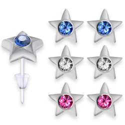 Hypo Allergic Plastic Post Star Stud Earrings - You Get 3 Pair Each Color