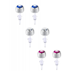 Solitaire Round Stud Earrings - you Get 1 Pair Each Color - Various Sizes