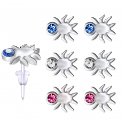 Hypo Allergic Plastic Post Spider Stud Earrings - You Get 3 Pair Each Color