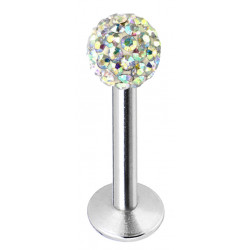 Surgical Steel Labret Lip Piercing - 316L  with CZ  Shamballa Crystal Ball - Various Sizes and Colors - Quality tested by Sheffield Assay Office England