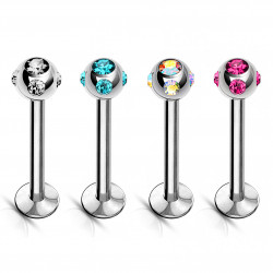 Surgical Steel Labret Set Piercing Studded with CZ Crystals- Various Sizes 1.2MM / 16G - Quality tested by Sheffield Assay Office England