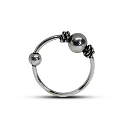 Nose Piercing, Nose Hoops - 20g (0.7mm) - 925 Sterling Silver - Bali Style with two Ball Nose Studs Ring - Clip on Nose Ring - Quality Tested by Sheffield Assay Office England