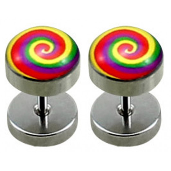 Fake Plugs - 2 pieces Illusion Plugs - Comes in Various Designs and Pattern - Size 8MM - Quality Tested by Sheffield Assay Office in England.