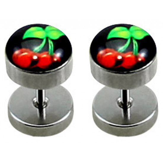 Fake Plugs - 2 pieces Illusion Plugs - Comes in Various Designs and Pattern - Size 8MM - Quality Tested by Sheffield Assay Office in England.