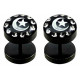Black Fake Plugs - Pair of 2 pieces Fake Plugs - Comes in Various Designs - Moon, Scorpion, Yin Yang - Size 8MM - Quality Tested by Sheffield Assay Office in England.
