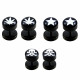 Black Fake Plugs - Pair Of (2 Pieces) Surgical Steel 316L  - with Famous Logos -Ganja, Skull, Star Size 8MM - Quality Tested by Sheffield Assay Office in England.