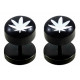 Black Fake Plugs - Pair Of (2 Pieces) Surgical Steel 316L  - with Famous Logos -Ganja, Skull, Star Size 8MM - Quality Tested by Sheffield Assay Office in England.