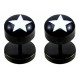 Black Fake Plugs - Pair Of (2 Pieces) Surgical Steel 316L  - with Famous Logos -Ganja, Skull, Star Size 8MM - Quality Tested by Sheffield Assay Office in England.