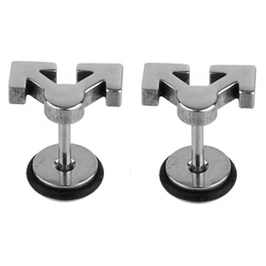 Arrow Fake Plugs with black rubber O ring - Pair of 2 pieces Fake Plugs Earrings - Surgical Steel 316L  - Quality Tested by Sheffield Assay Office in England.