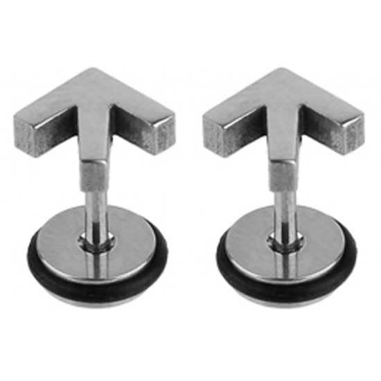 Arrow Fake Plugs with black rubber O ring - Pair of 2 pieces Fake Plugs Earrings - Surgical Steel 316L  - Quality Tested by Sheffield Assay Office in England.