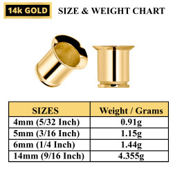 14k Solid Gold Single Flared Tunnel Plugs