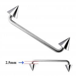 Spike / Cone Surface Barbell - 316L  - 1.2mm length 8mm to 12mm - 1.6mm length 8mm to 32mm - Quality tested by Sheffield Assay Office England