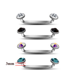 Surface Barbell Piercing Painful Pleasures with Internally Threaded Dermal Stone Crystals - Surgical Steel Dermal Skin Piercing  - 14g (1.6mm) length 16mm to 20mm - Quality tested by Sheffield Assay Office England