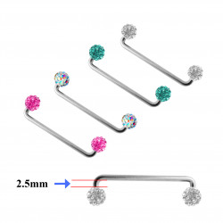 Surface Barbell with Ferido Crystal Ball - 316L  - 1.2mm length 8mm to 12mm - 1.6mm length 8mm to 32mm - Quality tested by Sheffield Assay Office England