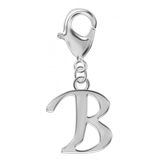 Silver Initials Charm with Spring Lobster Clasp - Fits All Pandora Bracelets - Letters A to Z