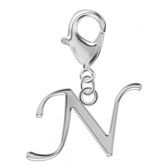 Silver Initials Charm with Spring Lobster Clasp - Fits All Pandora Bracelets - Letters A to Z