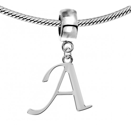 Silver Initials Charm for  Pandora and Troll Bracelet - Fits All Pandora Bracelets - Letters A to Z