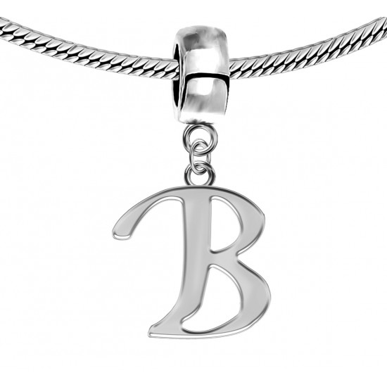 Silver Initials Charm for  Pandora and Troll Bracelet - Fits All Pandora Bracelets - Letters A to Z