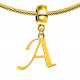 Gold Plated Initials Plain Charm for  Pandora Bracelets - Letters A to Z