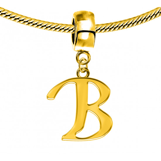 Gold Plated Initials Plain Charm for  Pandora Bracelets - Letters A to Z