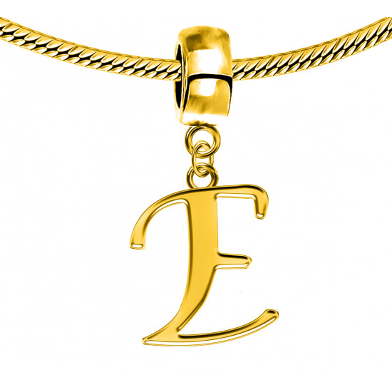 Gold Plated Initials Plain Charm for  Pandora Bracelets - Letters A to Z