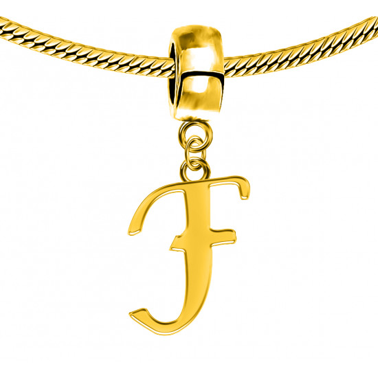 Gold Plated Initials Plain Charm for  Pandora Bracelets - Letters A to Z