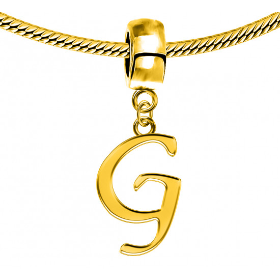 Gold Plated Initials Plain Charm for  Pandora Bracelets - Letters A to Z