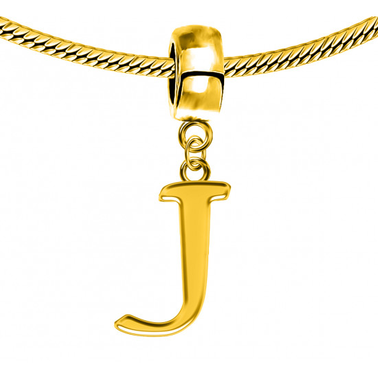 Gold Plated Initials Plain Charm for  Pandora Bracelets - Letters A to Z